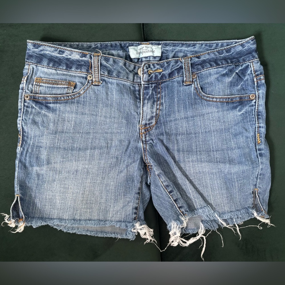Aeropostale Blue Jean Shorts Distressed Cut-Off Style